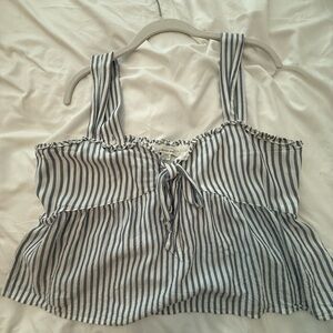 American Eagle Outfitters Navy and White Striped Tank Top